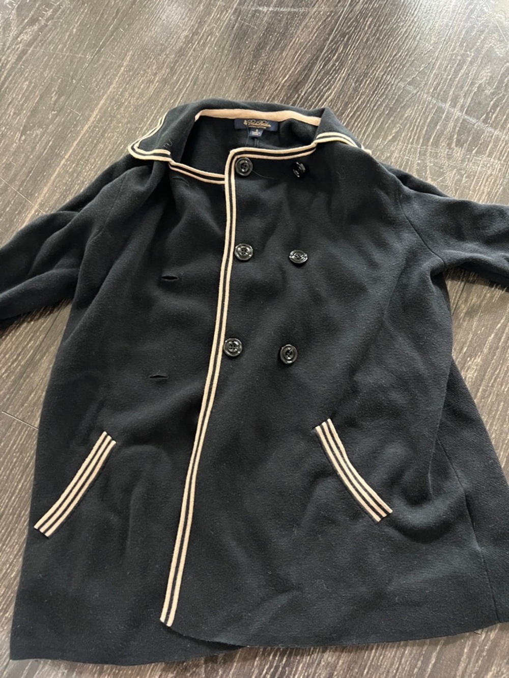 Brooks Brothers Black Knit Cardigan with Cream Trim